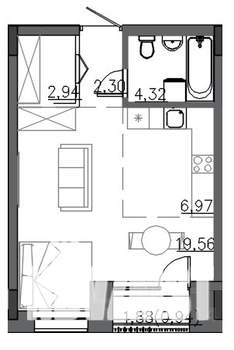 1-к квартира, вторичка, 37м2, 2/4 этаж