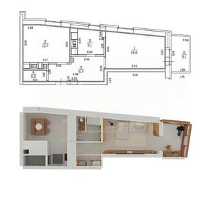 1-к квартира, вторичка, 47м2, 3/9 этаж