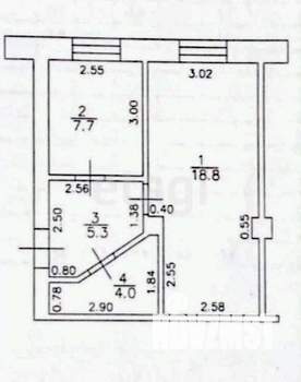 1-к квартира, вторичка, 36м2, 2/3 этаж