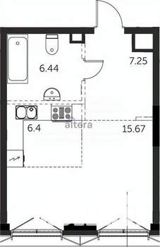 1-к квартира, вторичка, 36м2, 9/15 этаж