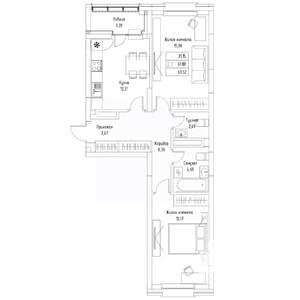 2-к квартира, вторичка, 64м2, 3/9 этаж