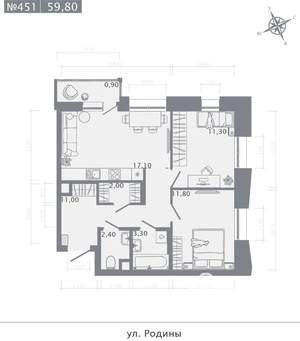 2-к квартира, строящийся дом, 60м2, 2/23 этаж