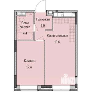 1-к квартира, строящийся дом, 40м2, 2/14 этаж