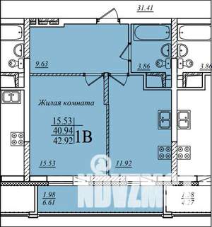 1-к квартира, сданный дом, 43м2, 8/19 этаж