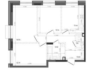 3-к квартира, строящийся дом, 71м2, 12/14 этаж