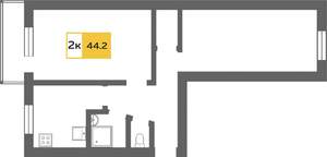 2-к квартира, вторичка, 46м2, 9/17 этаж