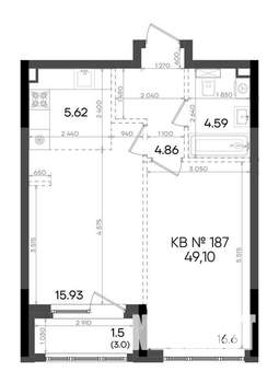 2-к квартира, вторичка, 49м2, 9/23 этаж