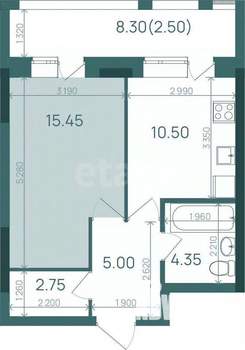 1-к квартира, сданный дом, 51м2, 20/21 этаж