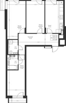 3-к квартира, вторичка, 86м2, 6/24 этаж