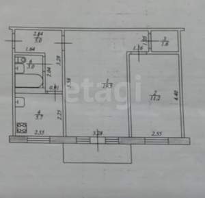 2-к квартира, вторичка, 46м2, 5/5 этаж
