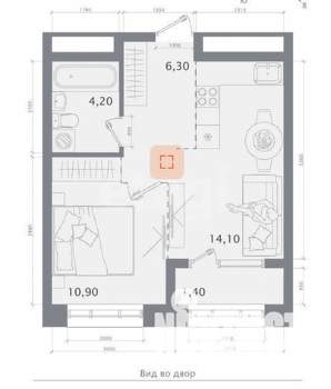 1-к квартира, вторичка, 38м2, 8/19 этаж