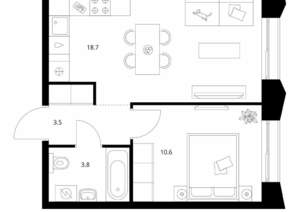1-к квартира, вторичка, 37м2, 3/15 этаж