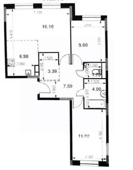 2-к квартира, вторичка, 60м2, 7/8 этаж