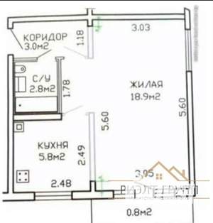 1-к квартира, вторичка, 31м2, 5/5 этаж