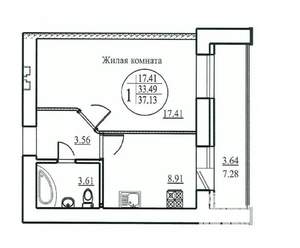 1-к квартира, вторичка, 33м2, 2/11 этаж