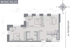 2-к квартира, вторичка, 56м2, 4/25 этаж