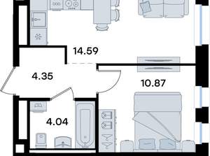 1-к квартира, вторичка, 34м2, 2/10 этаж