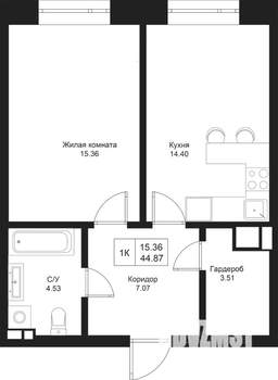 1-к квартира, вторичка, 45м2, 3/5 этаж