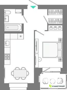 1-к квартира, вторичка, 38м2, 6/10 этаж