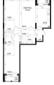 3-к квартира, вторичка, 91м2, 6/9 этаж