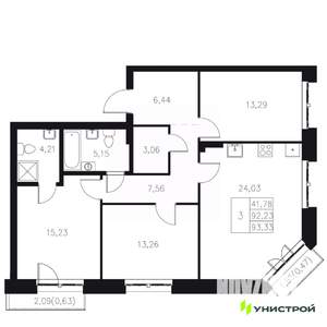 3-к квартира, вторичка, 93м2, 6/8 этаж