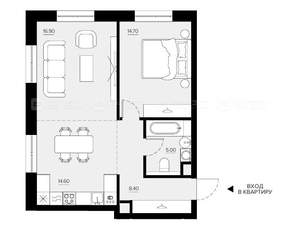1-к квартира, вторичка, 63м2, 4/5 этаж
