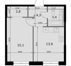1-к квартира, вторичка, 40м2, 13/20 этаж