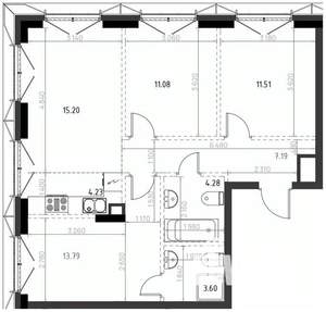 3-к квартира, вторичка, 71м2, 13/15 этаж