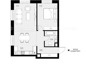 1-к квартира, вторичка, 63м2, 3/5 этаж