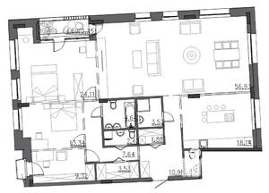 4-к квартира, вторичка, 161м2, 3/4 этаж
