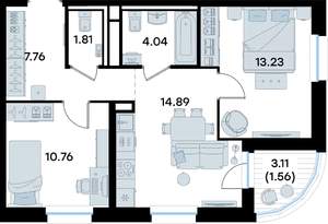 2-к квартира, вторичка, 54м2, 7/9 этаж
