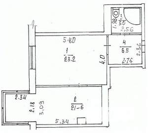 1-к квартира, вторичка, 56м2, 2/6 этаж