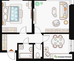 2-к квартира, вторичка, 56м2, 6/19 этаж