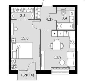 1-к квартира, вторичка, 40м2, 8/20 этаж