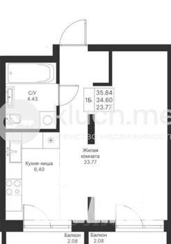1-к квартира, вторичка, 36м2, 3/24 этаж