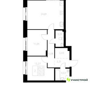 2-к квартира, вторичка, 70м2, 3/7 этаж