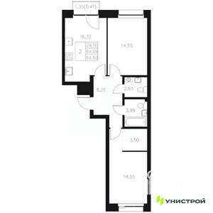 2-к квартира, вторичка, 65м2, 4/8 этаж