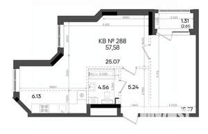 2-к квартира, вторичка, 58м2, 21/23 этаж