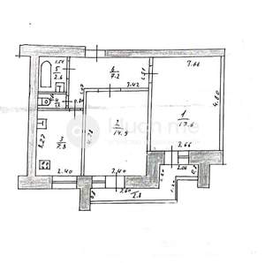2-к квартира, вторичка, 51м2, 1/9 этаж