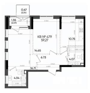 2-к квартира, вторичка, 59м2, 17/23 этаж