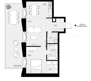 1-к квартира, вторичка, 72м2, 2/5 этаж