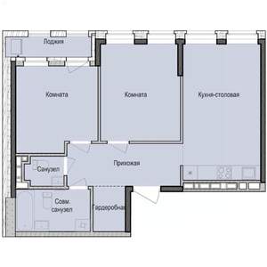 2-к квартира, строящийся дом, 61м2, 8/23 этаж