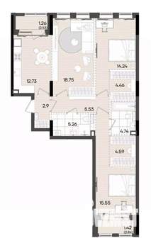 3-к квартира, вторичка, 91м2, 8/9 этаж