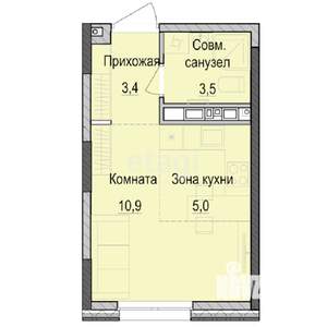 Студия квартира, строящийся дом, 23м2, 11/18 этаж