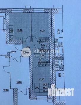 2-к квартира, вторичка, 56м2, 1/9 этаж