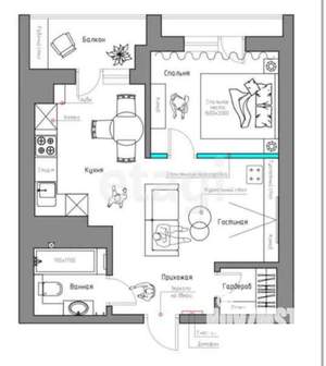 1-к квартира, вторичка, 40м2, 4/7 этаж