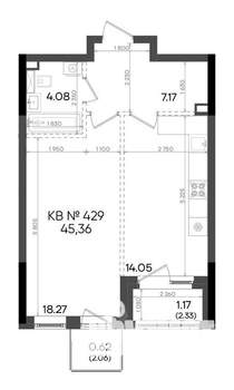 1-к квартира, вторичка, 45м2, 13/23 этаж