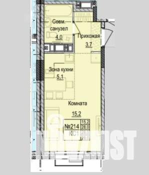 Студия квартира, строящийся дом, 28м2, 13/18 этаж