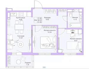 3-к квартира, вторичка, 50м2, 10/17 этаж