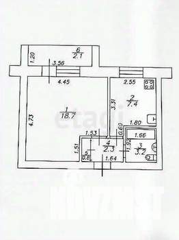 1-к квартира, вторичка, 37м2, 3/5 этаж